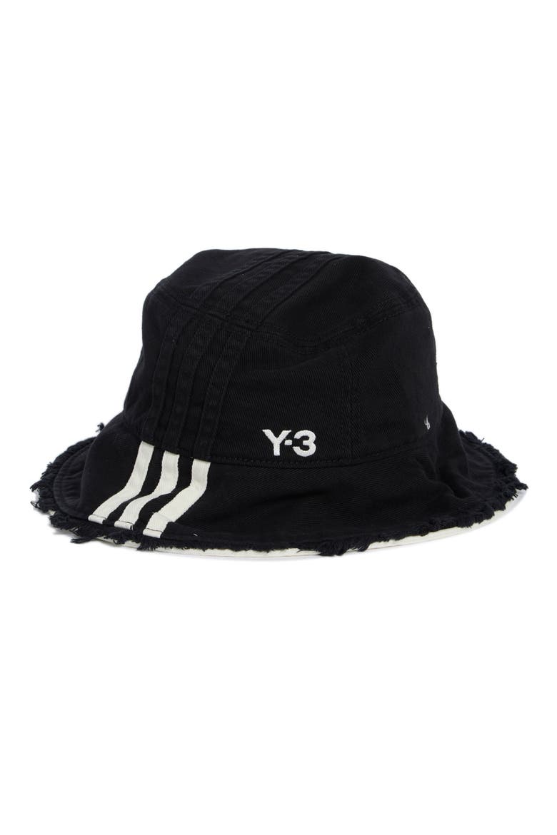 Y-3 Stripe Bucket Hat, Alternate, color, BLACK