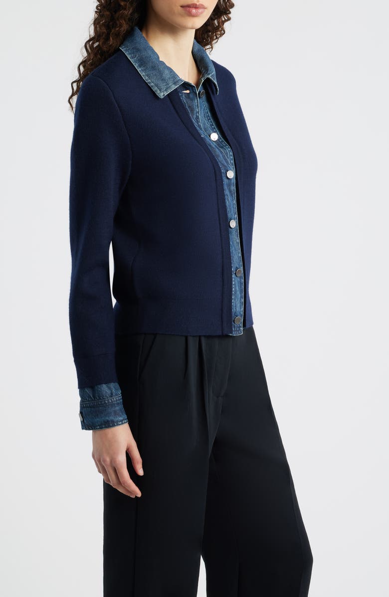 KOBI HALPERIN 'Veronique' Pointelle Detail V-Neck Sweater, Alternate, color, Navy