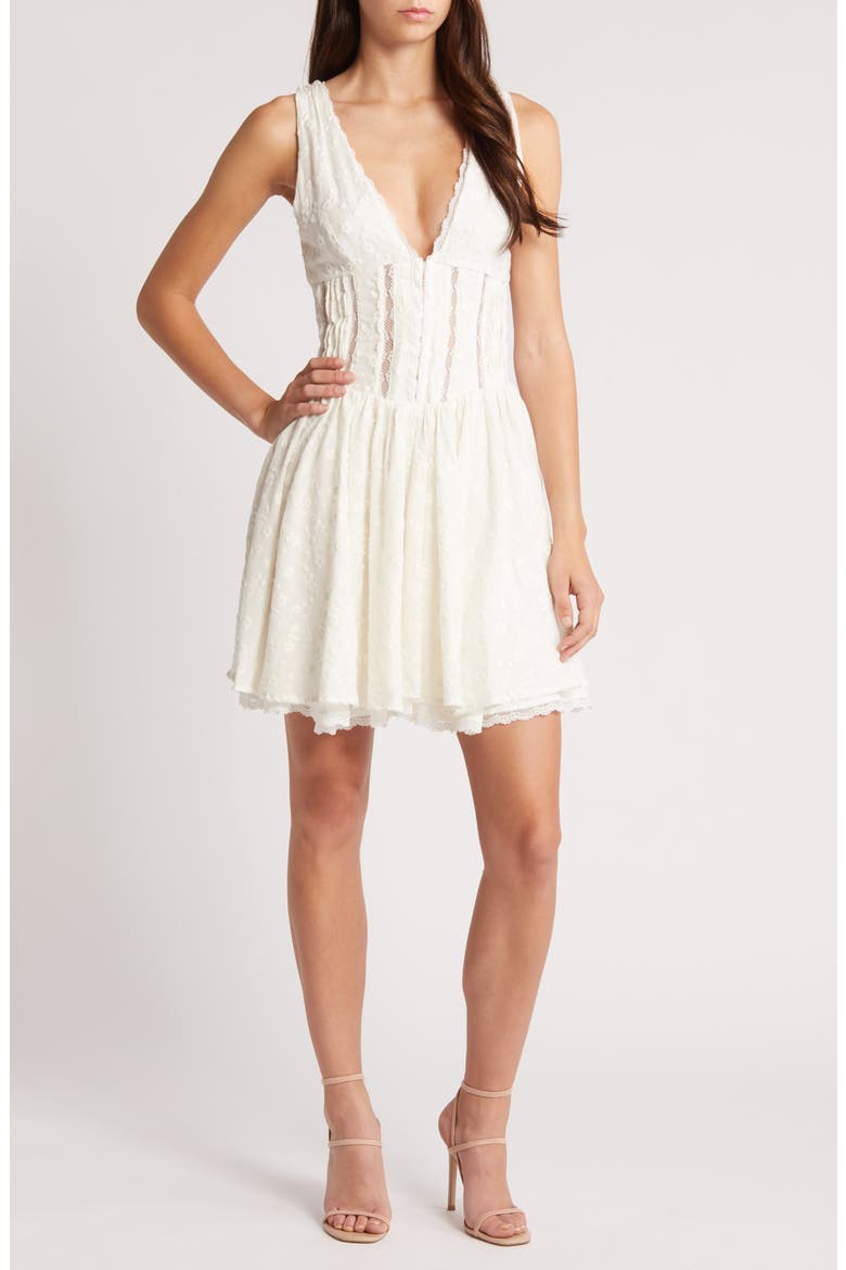 Sarita Lace Trim Broderie Anglaise Minidress, Alternate, color, WHITE