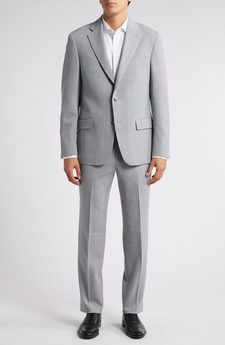 Vince Classic Heathered Grey Stretch Wool Suit, Main, color, Light Grey