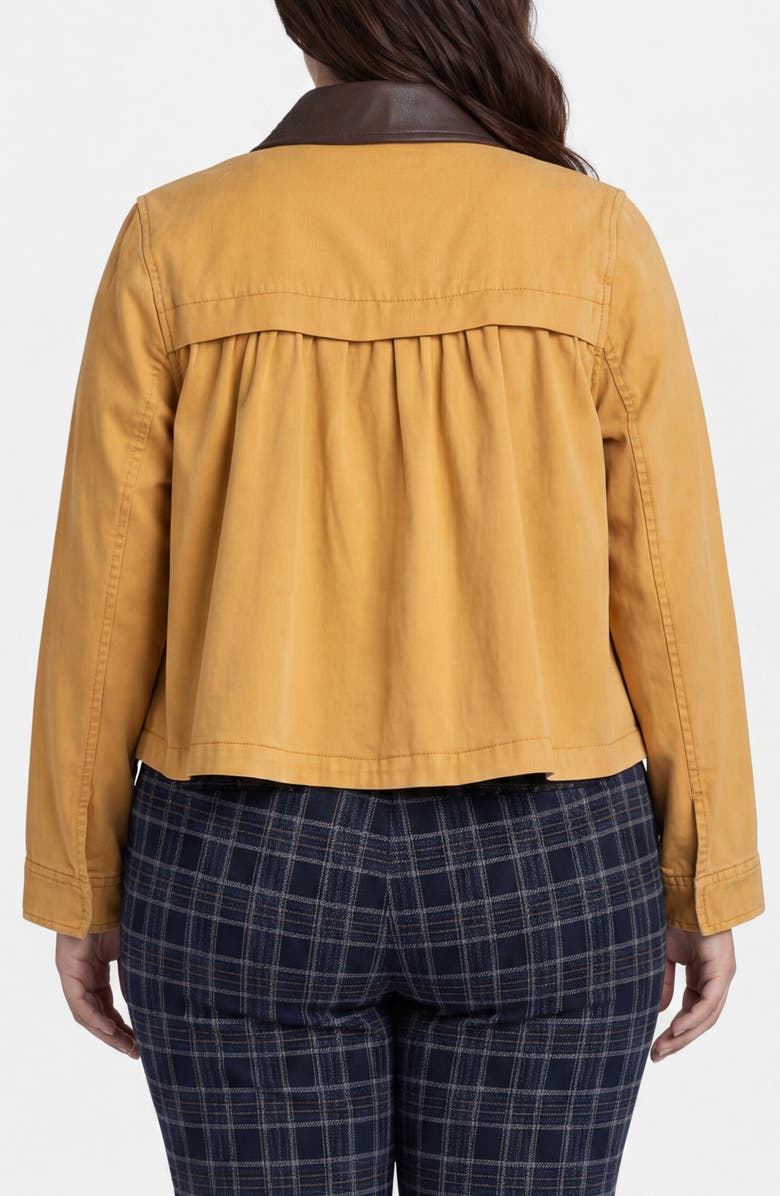 Liverpool Los Angeles Cotton Blend Swing Jacket with Faux Leather Collar, Alternate, color, Gold Rush
