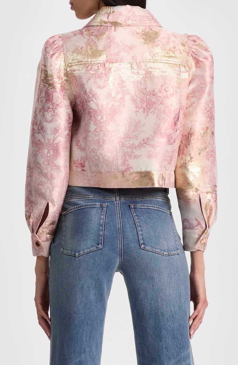 Alice + Olivia Lana Metallic Jacquard Puff Shoulder Jacket, Alternate, color, 