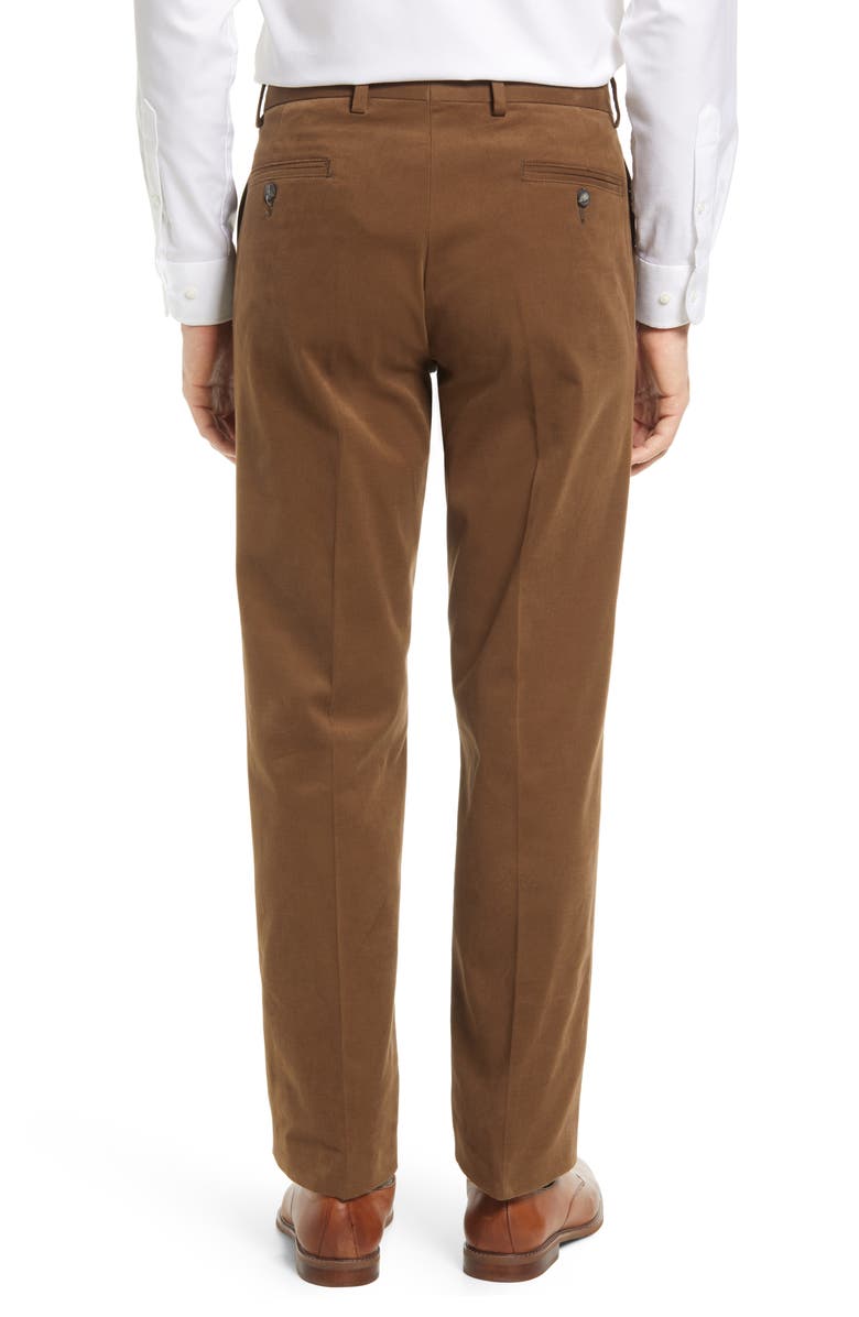 Berle Charleston Khakis Flat Front Brushed Twill Pants, Alternate, color, Tobacco