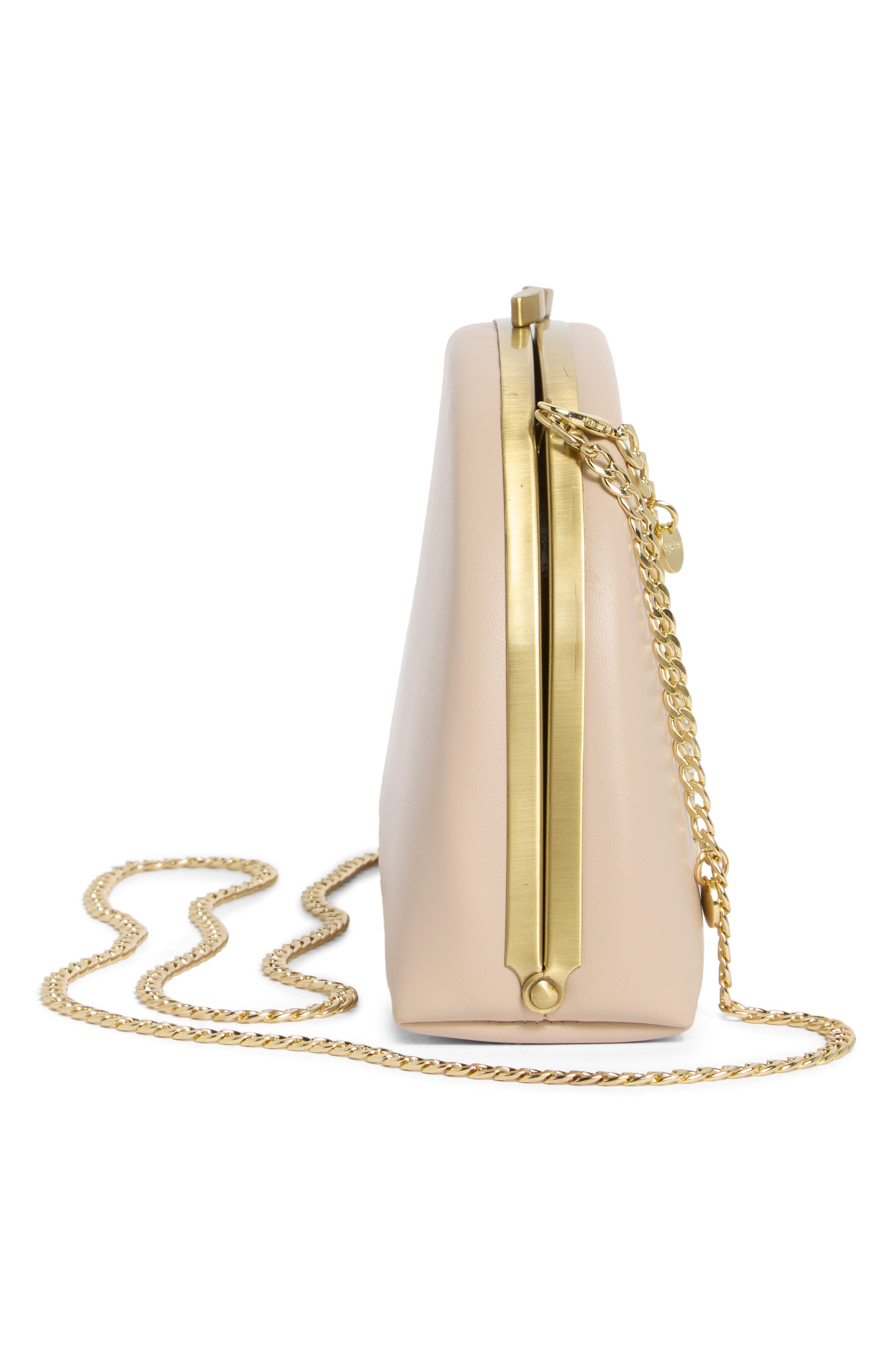 Celeste Curved Faux Leather Clutch, Alternate, color, NATURAL