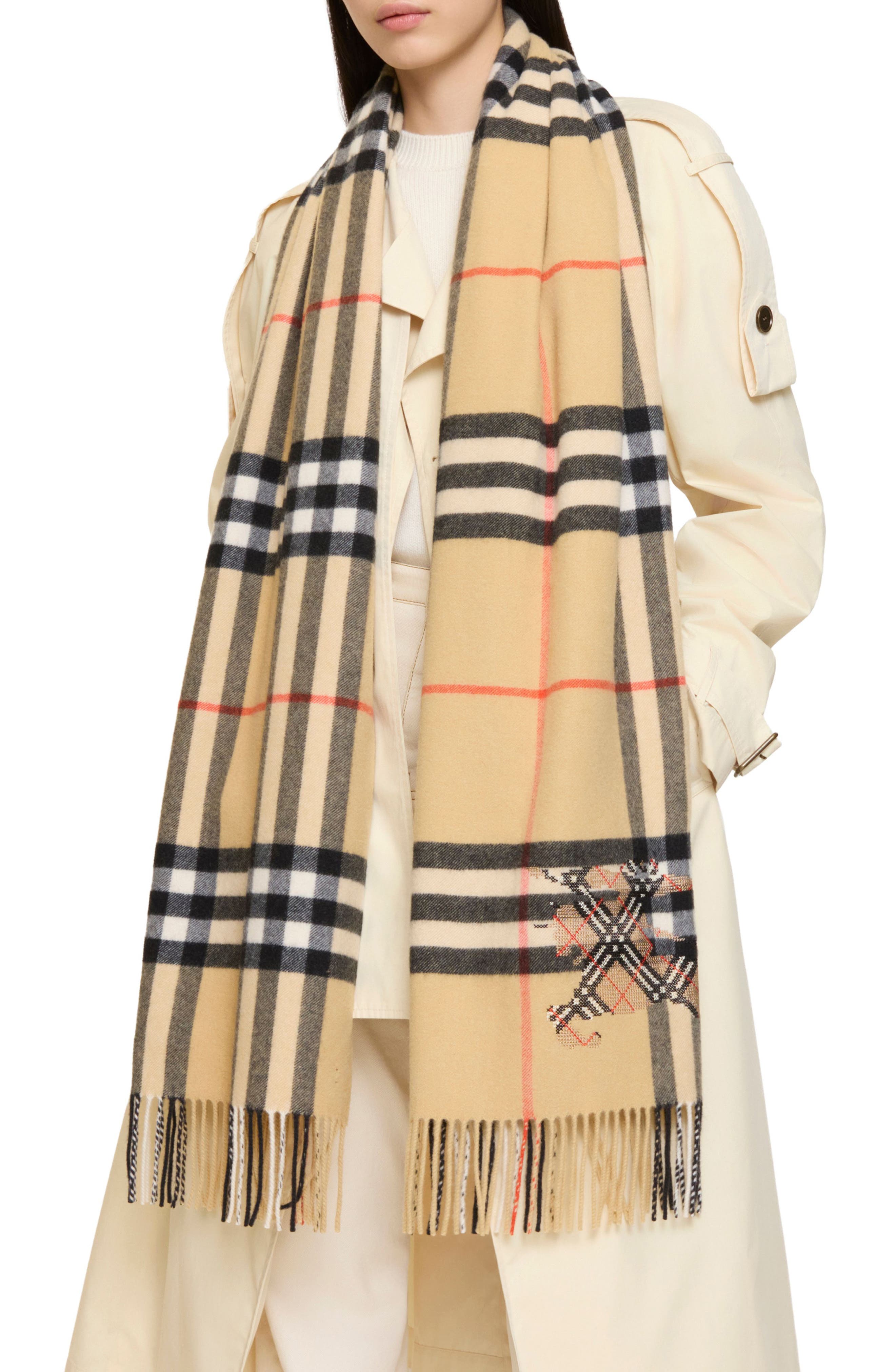 Wide Cross Stitch EKD Check Cashmere Scarf | Nordstrom