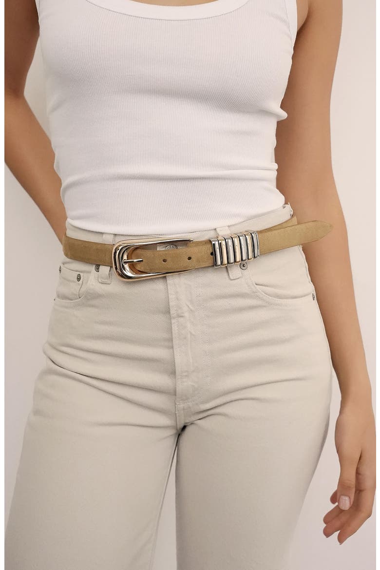 Two-Tone Keeper Leather Belt, Alternate, color, SHIITAKE