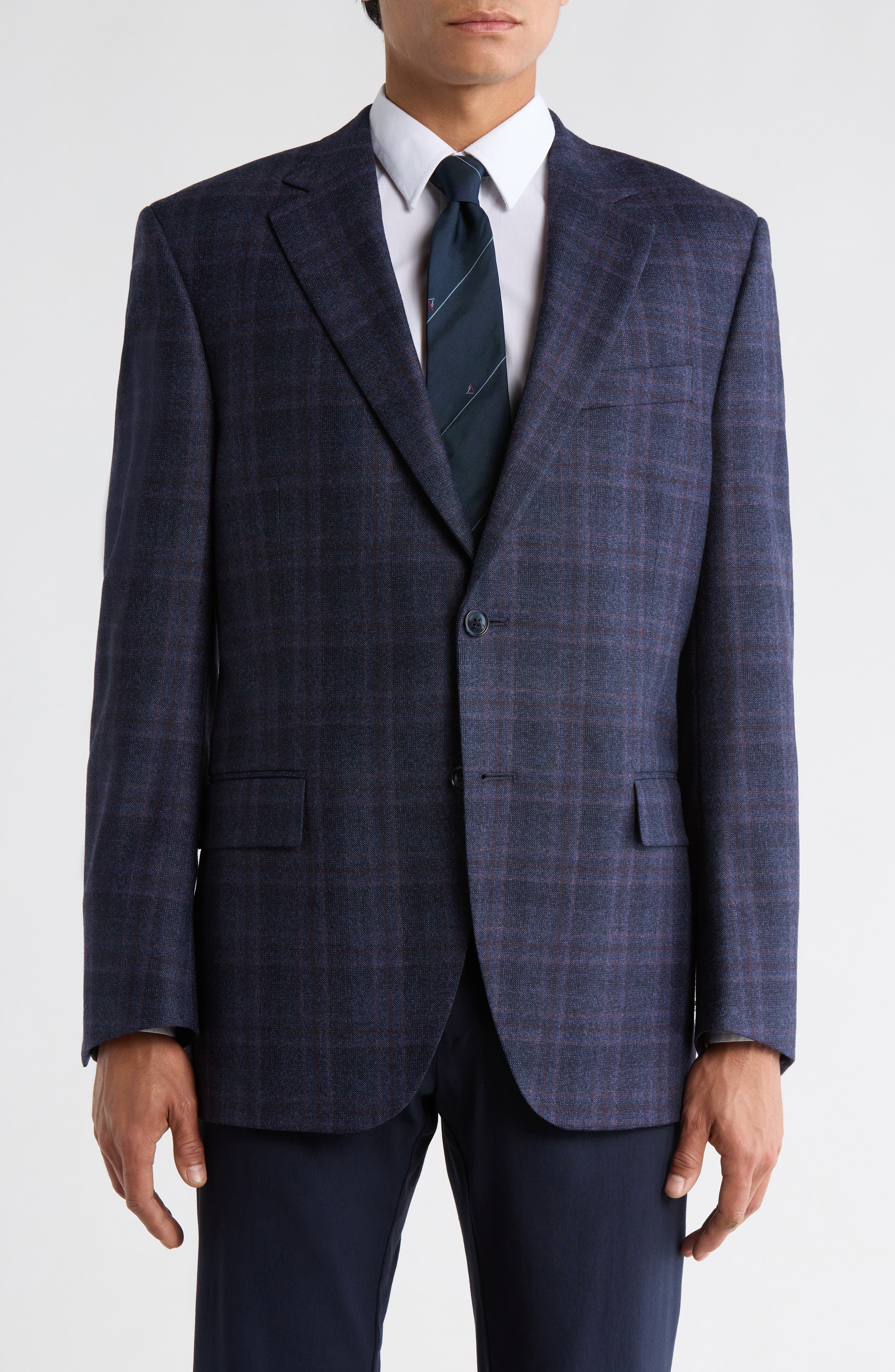 Peter Millar Navy Plaid Wool & Cashmere Sport Coat