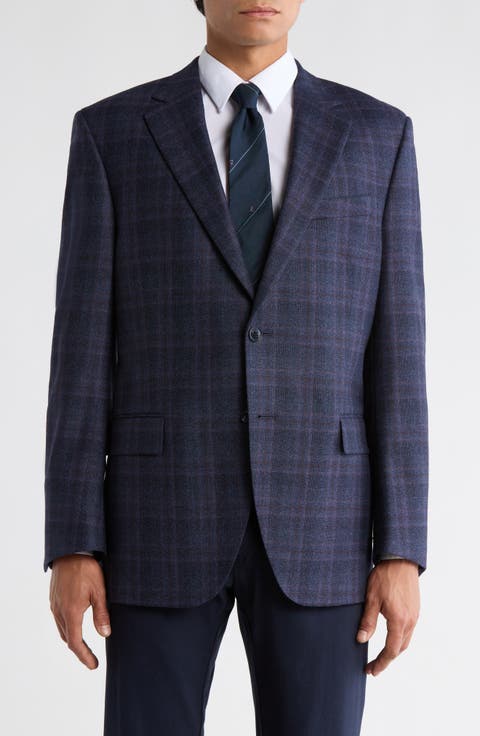 Navy Plaid Wool & Cashmere Sport Coat