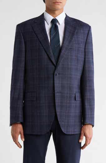 Peter Millar Navy Plaid Wool & Cashmere Sport Coat