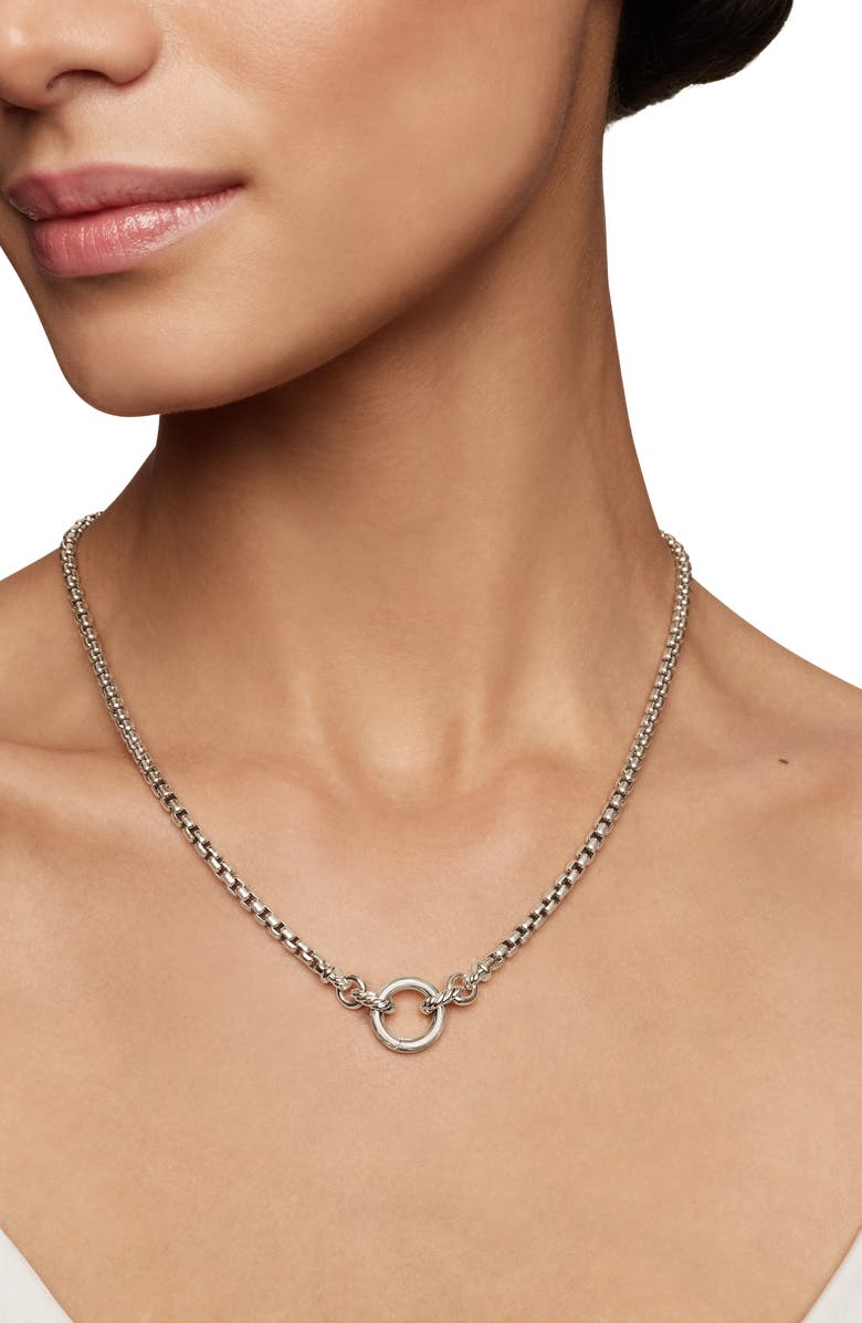 David Yurman Smooth Amulet Vehicle Box Chain Necklace in Sterling Silver, 3.6mm, Alternate, color, Silver