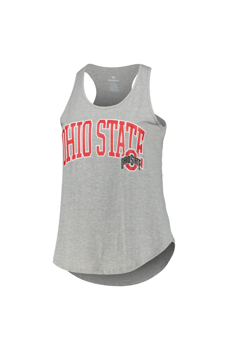 PROFILE Women's Profile Heather Gray Ohio State Buckeyes Arch Logo Racerback Scoop Neck Tank Top, Alternate, color, 