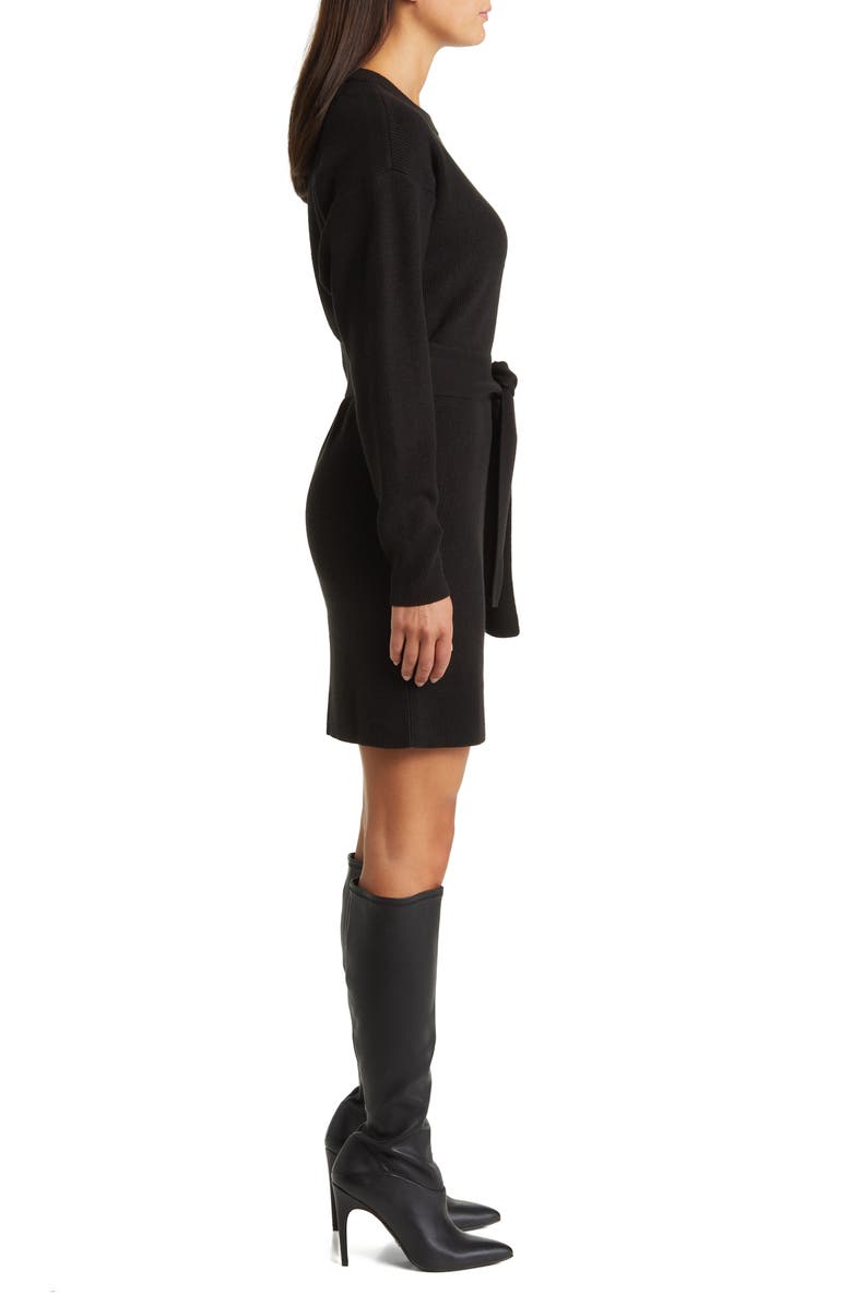Charles Henry Long Sleeve Belted Mini Sweater Dress, Alternate, color, 
