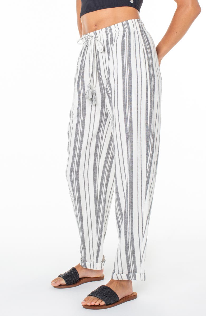 Roxy Kapena Stripe Linen Blend Drawstring Pants, Alternate, color,