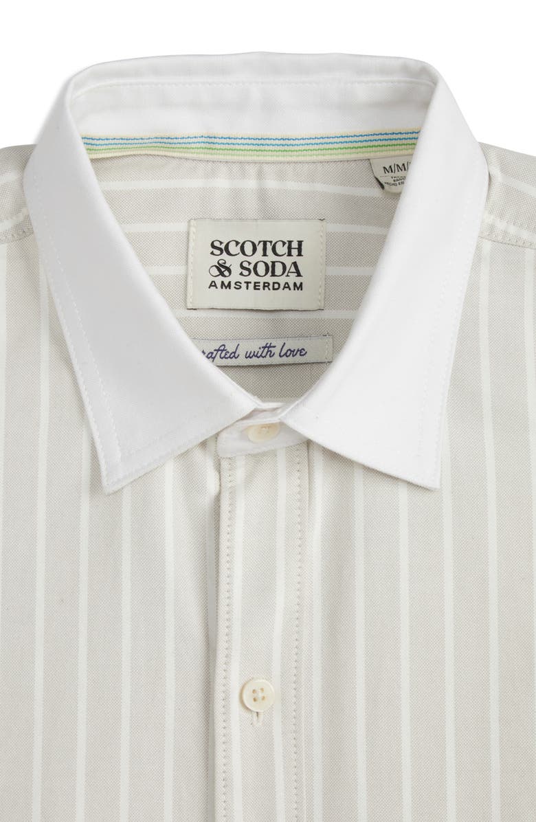 Scotch & Soda Pinpoint Boxy Short Sleeve Cotton Button-Up Shirt, Alternate, color, Dove