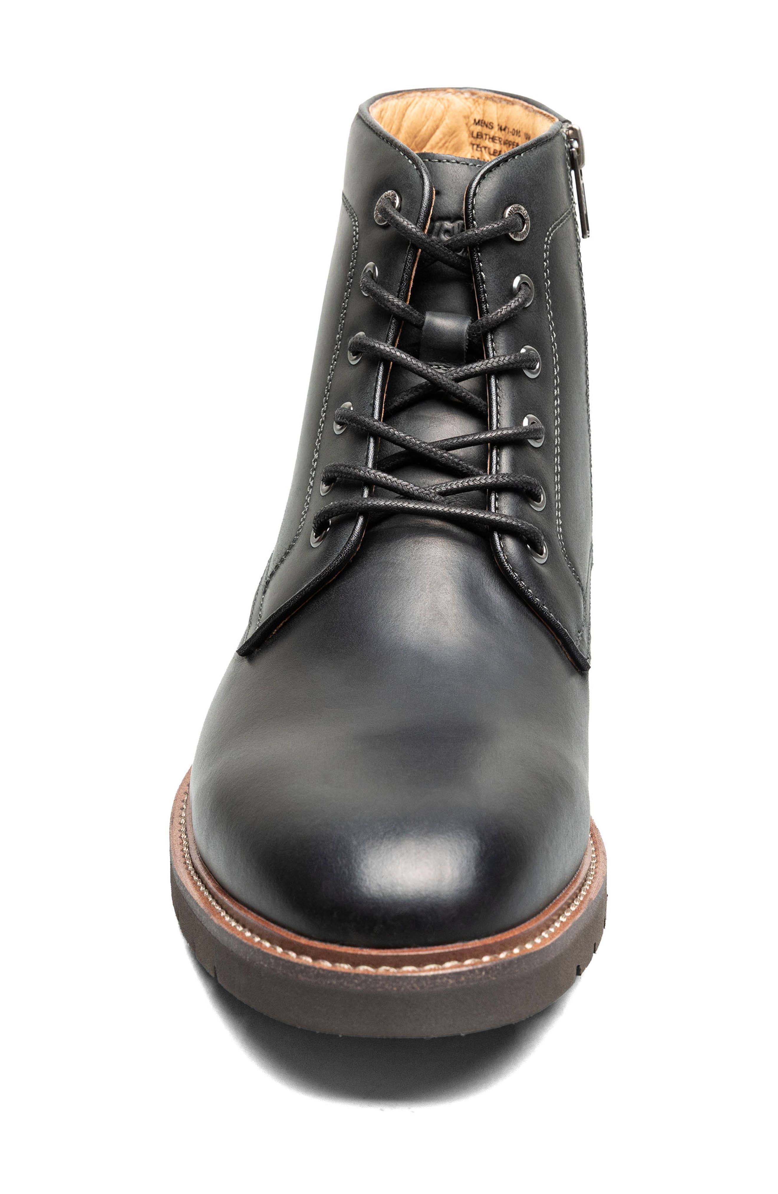 Redford Lugged Plain Toe Boot, Alternate, color, BLACK