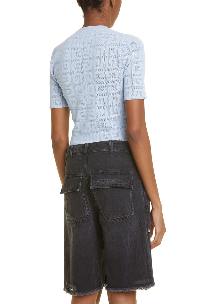 4G Jacquard Knit Short Sleeve Sweater, Alternate, color, 453-BABY BLUE