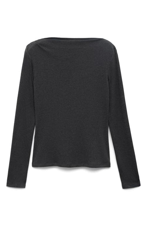 Mango Boat Neck Long Sleeve T-shirt In Black