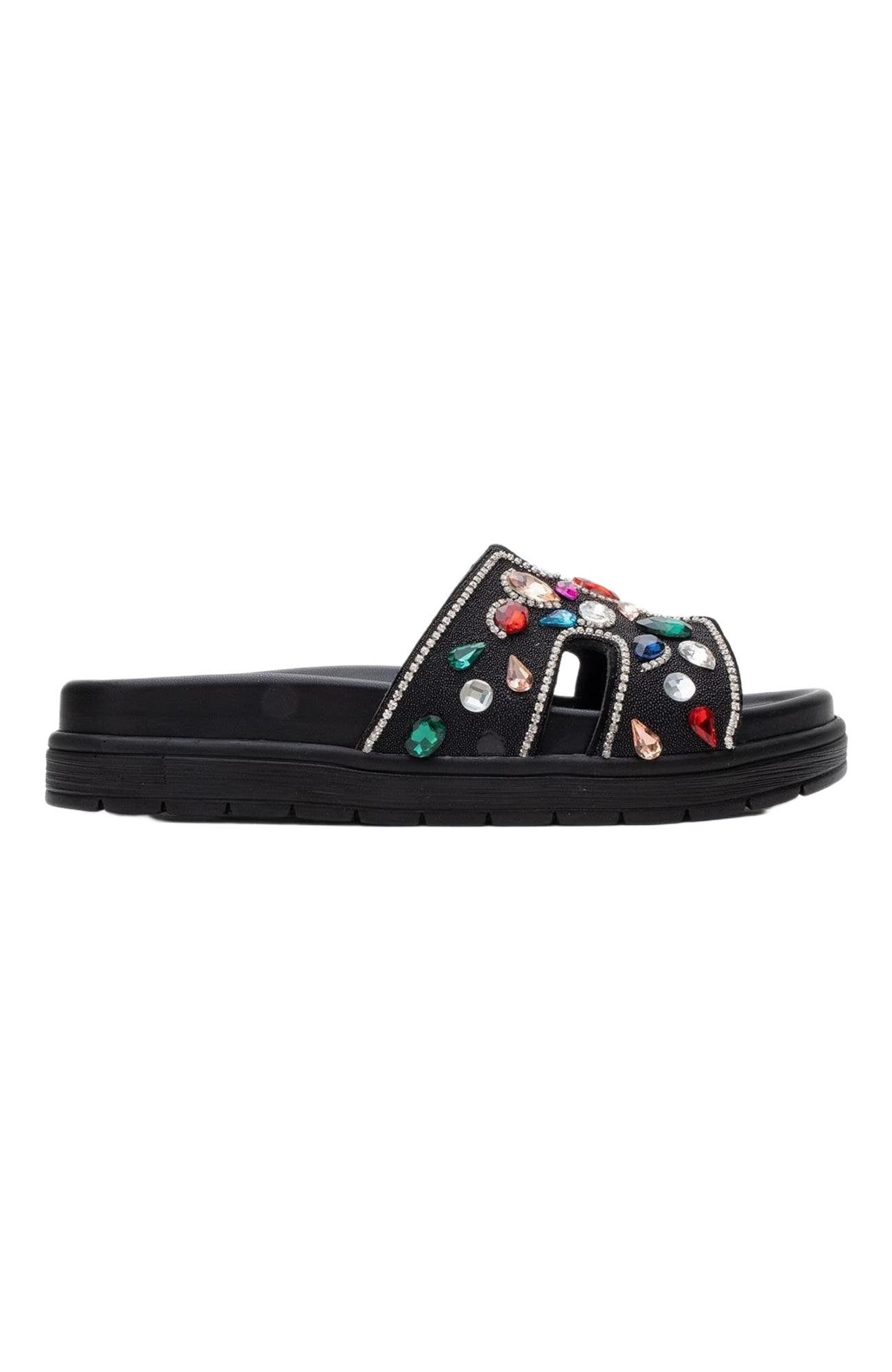 Forever & Always Shoes Denilla Leather Embellished Slide Sandal, Alternate, color, 