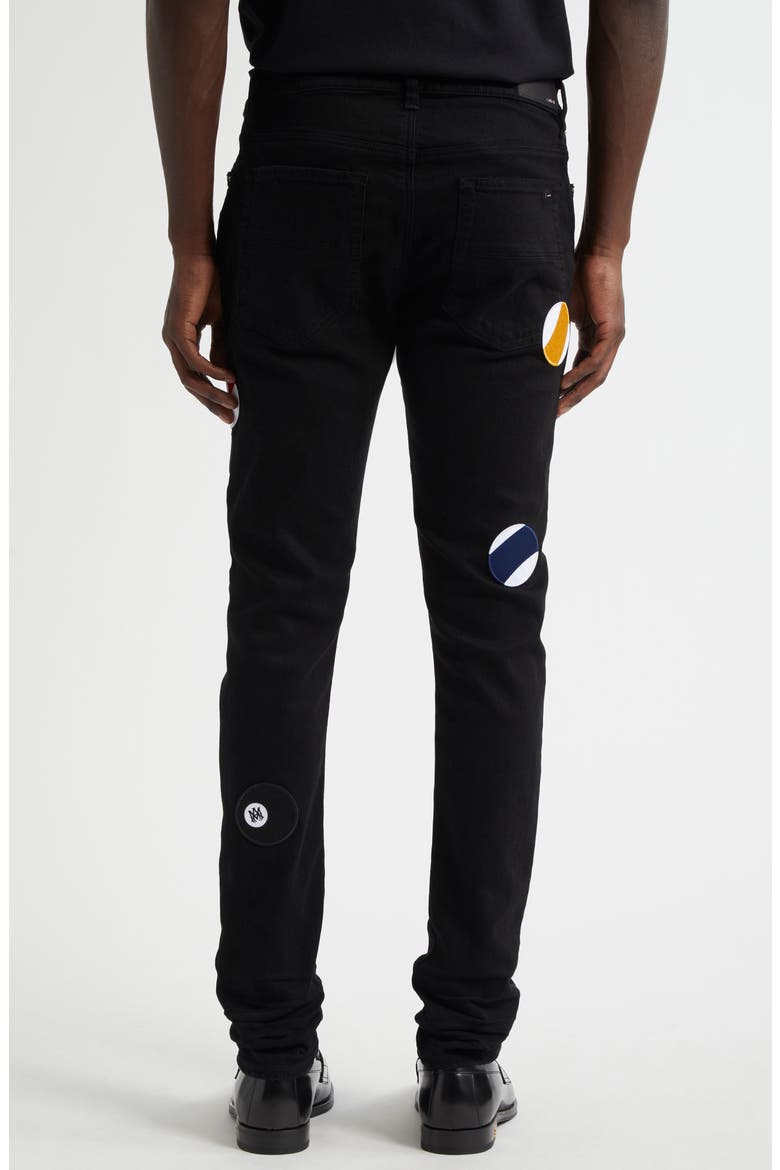 Pool Ball Patch Skinny Jeans, Alternate, color, BLACK