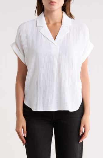 Notch Collar Roll Cuff Shirt