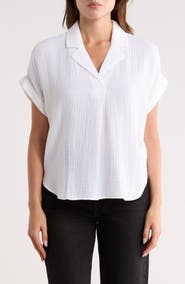 Eileen Fisher Notch Collar Roll Cuff Shirt