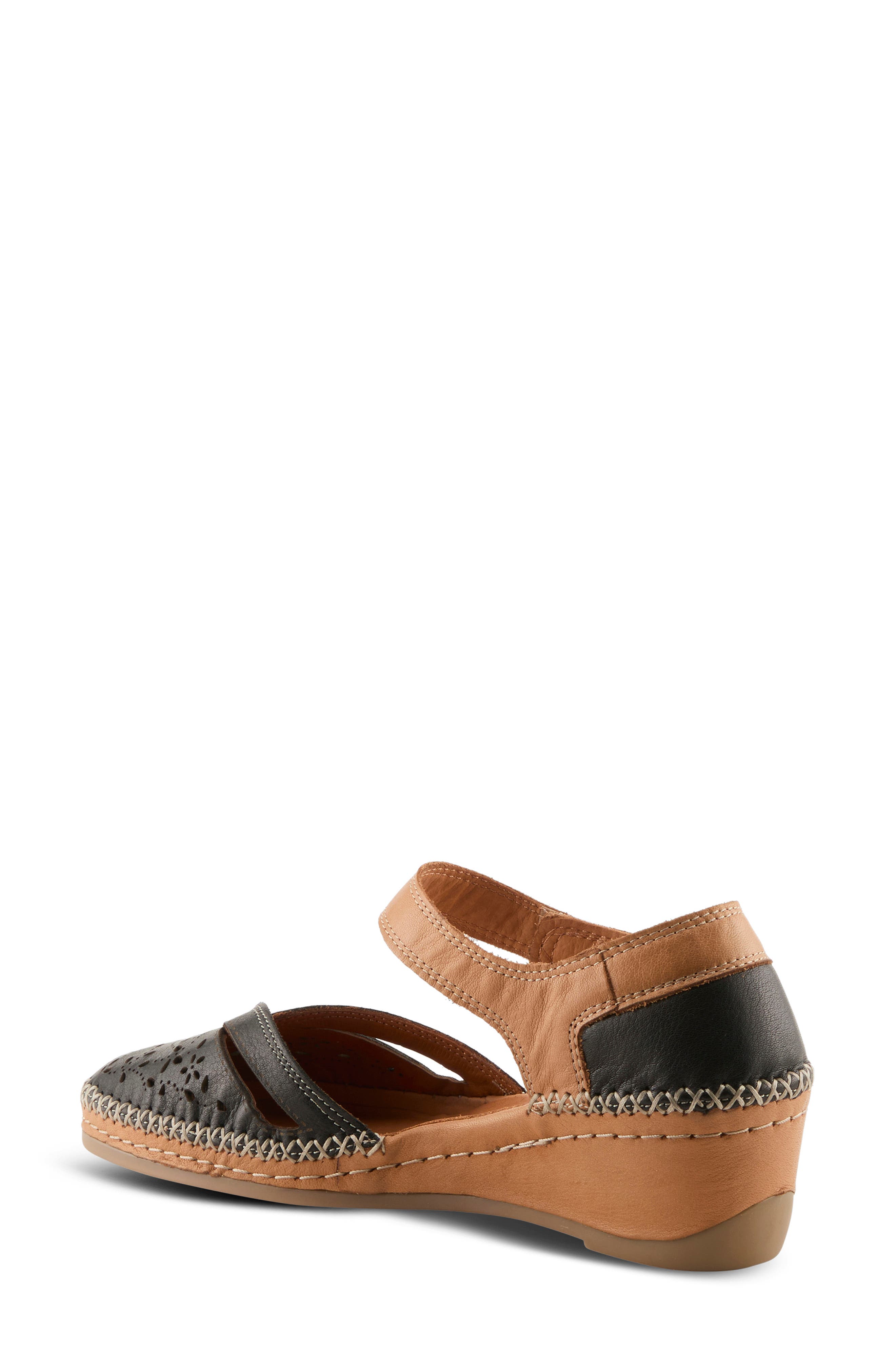 Spring Step Ezlyn Ankle Strap Wedge Pump, Alternate, color, Black Multi