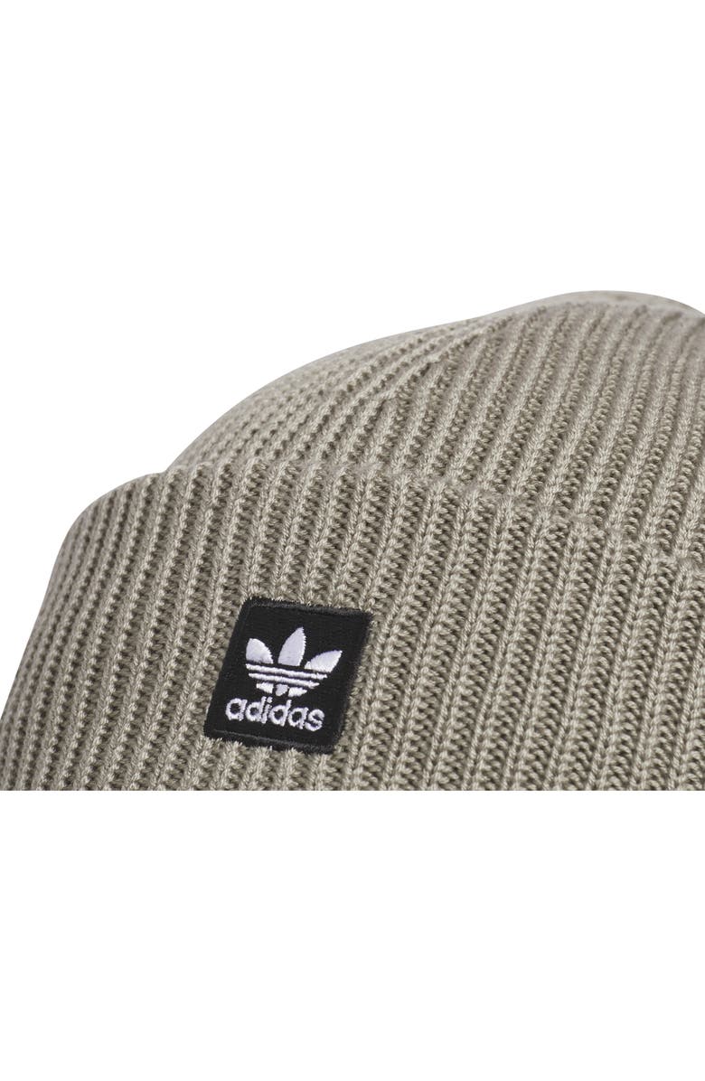 adidas Terrace Ribbd Beanie, Alternate, color, Silver Pebble / Black/ White
