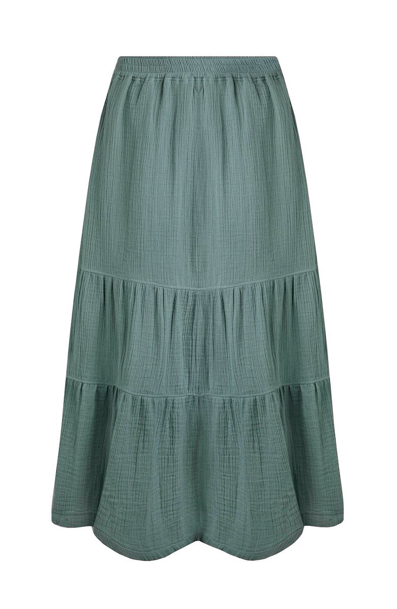 Weird Fish Lathika Tiered Midi Cotton Skirt, Alternate, color, Army Green