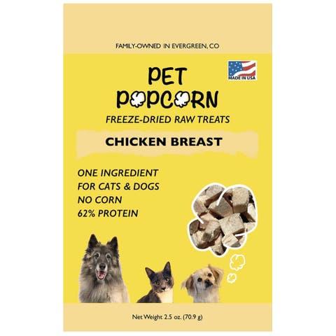 Freeze Dried Raw Treats, Chicken Breast, 2.5oz Bag, Pet Snacks
