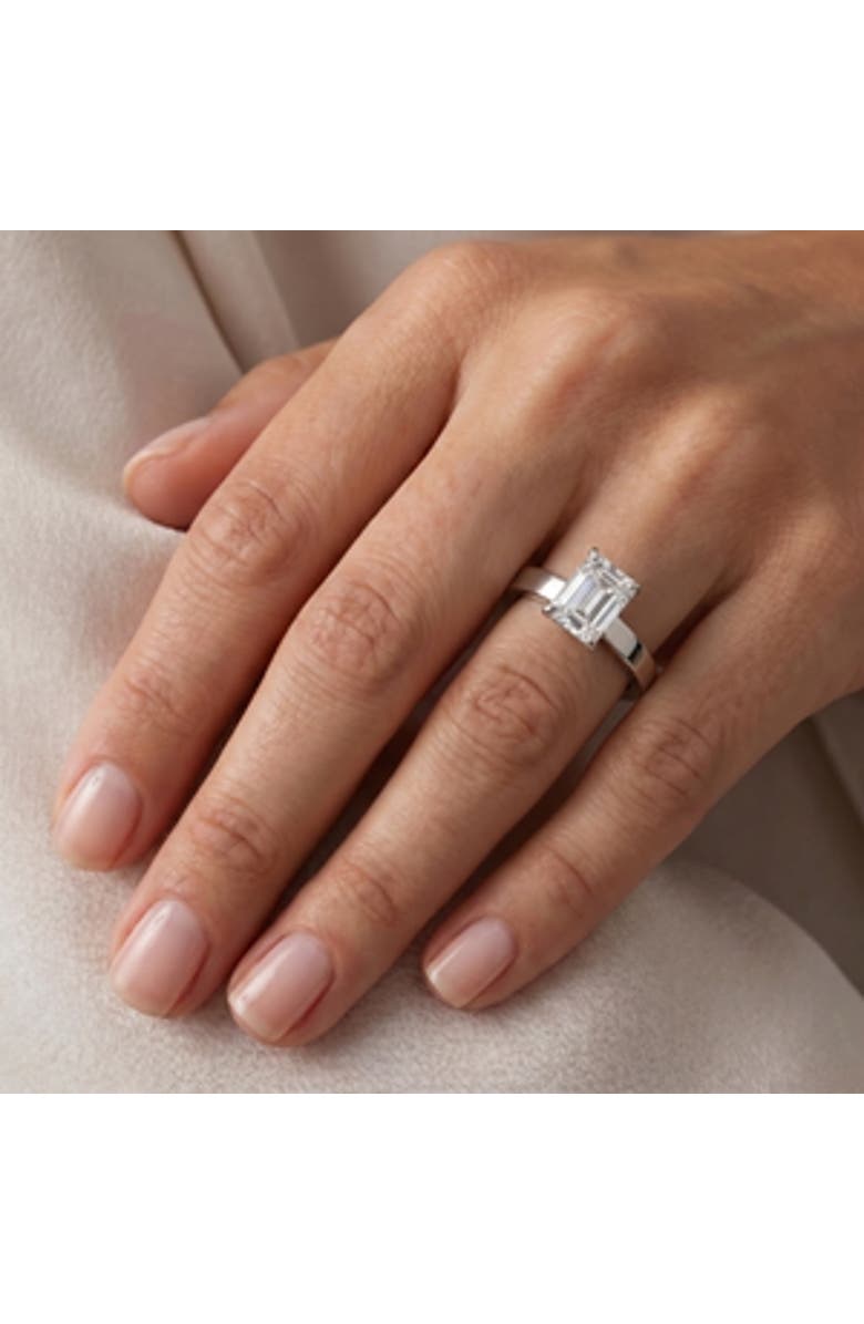 Bliss Diamond Certified 4Ct Emerald Diamond Cigar Band Engagement Ring Lab Grown, Alternate, color, 14K White Gold