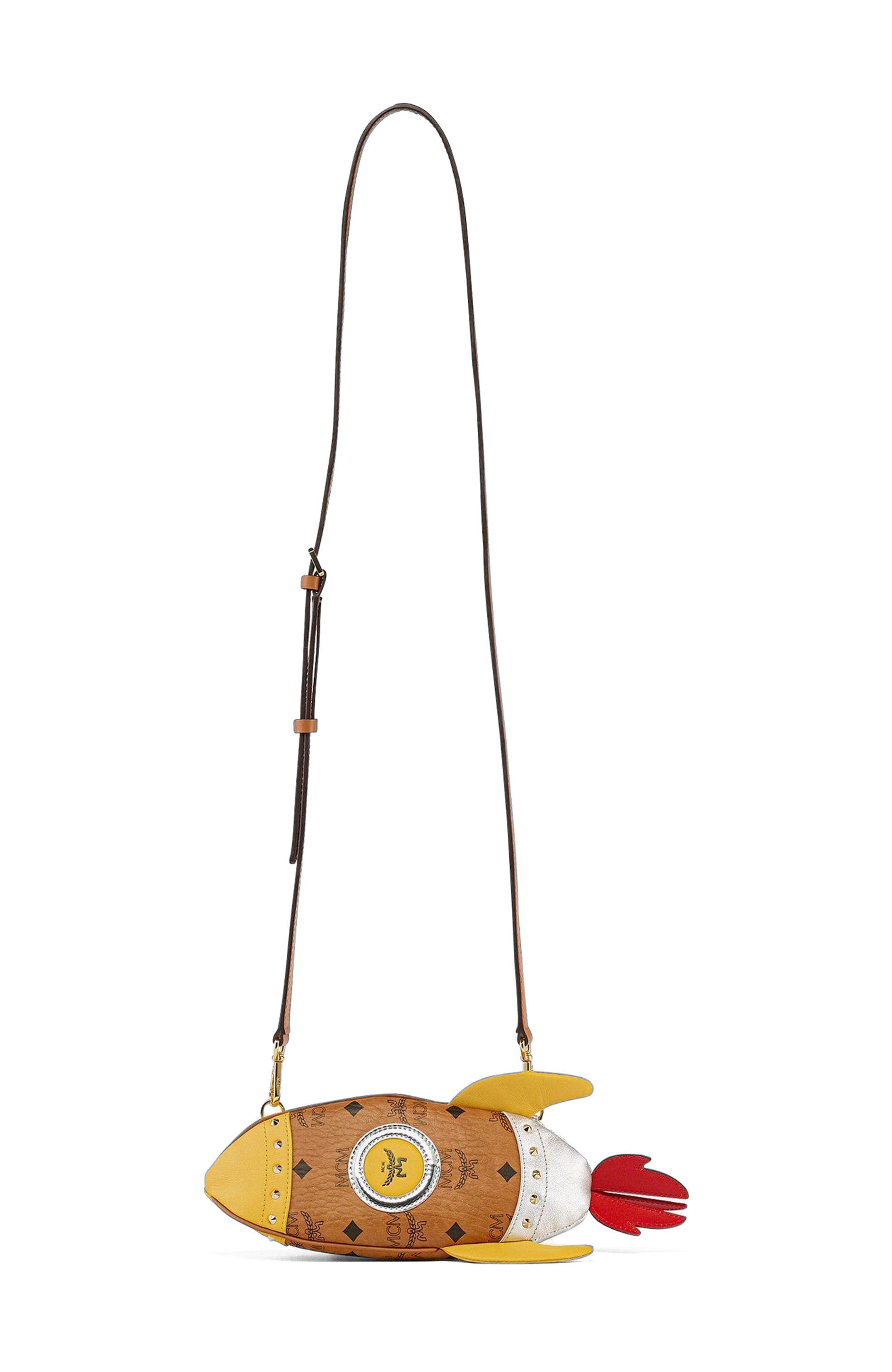 MCM Aren Rocket Crossbody in Visetos, Alternate, color, Brown