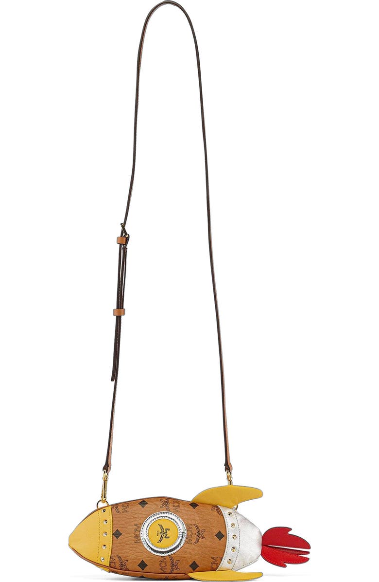 MCM Aren Rocket Crossbody in Visetos, Alternate, color, Brown