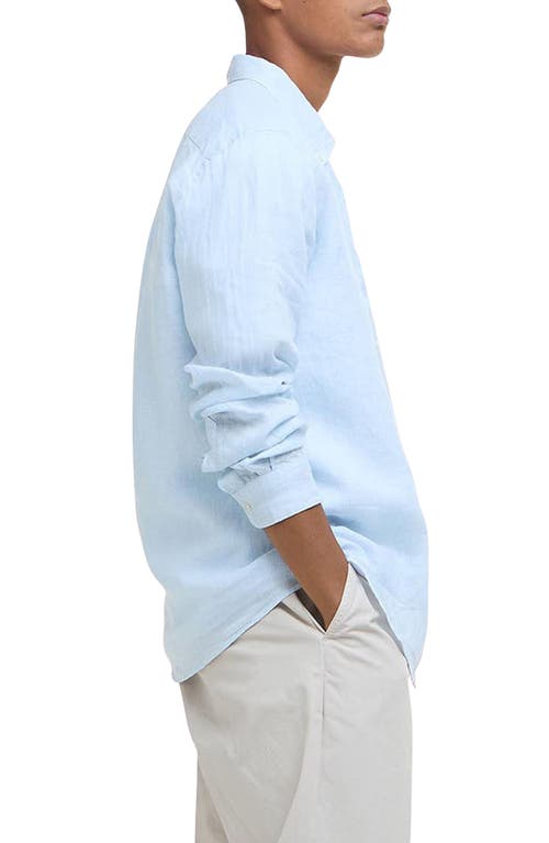 Shop Barbour Linton Regular Fit Linen Button-down Shirt In Ocean Sky