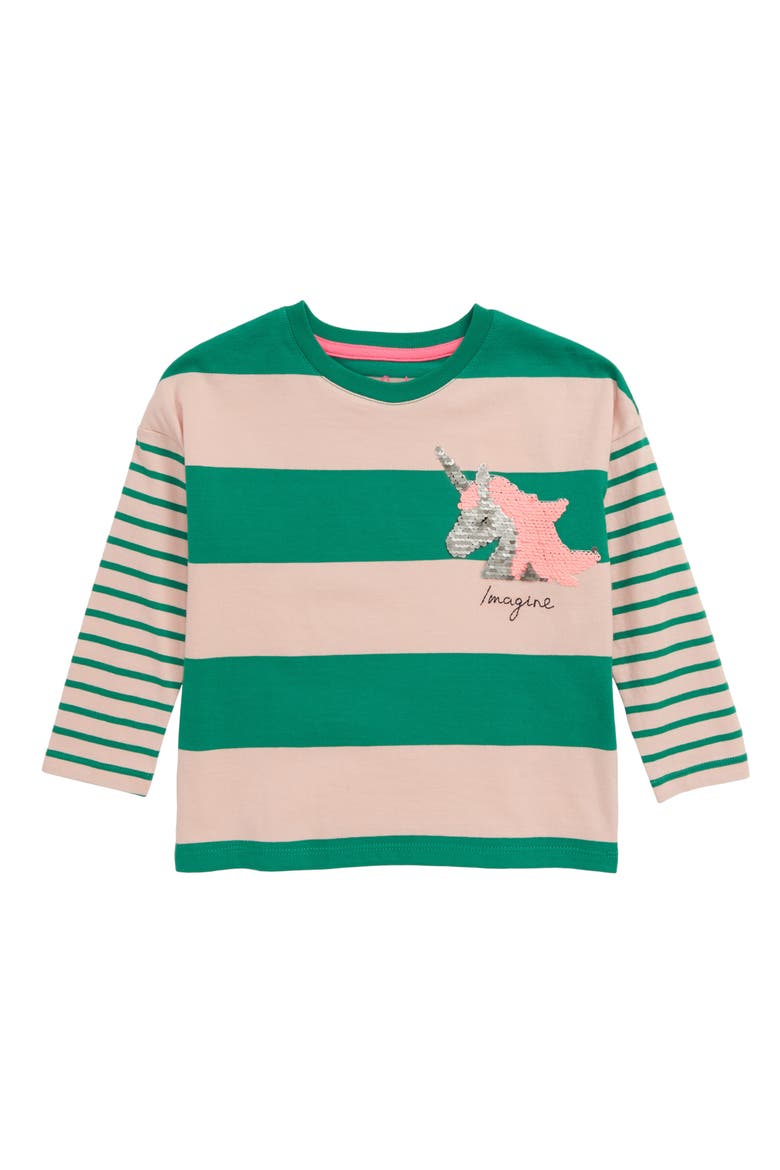 Color Change Sequin Long Sleeve T-Shirt, Main, color, GREEN/ DUSTY PINK IMAGINE