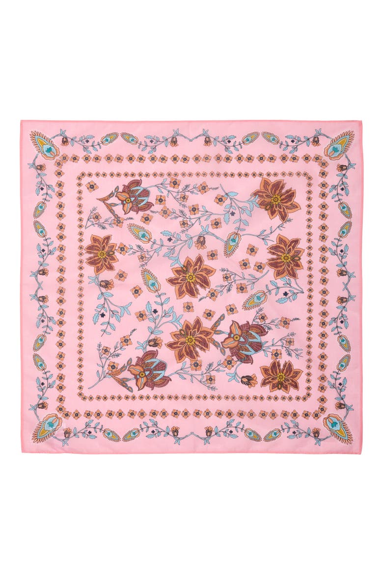 Pottery Floral Square Bandana, Alternate, color, PINK POTTERY FLORAL