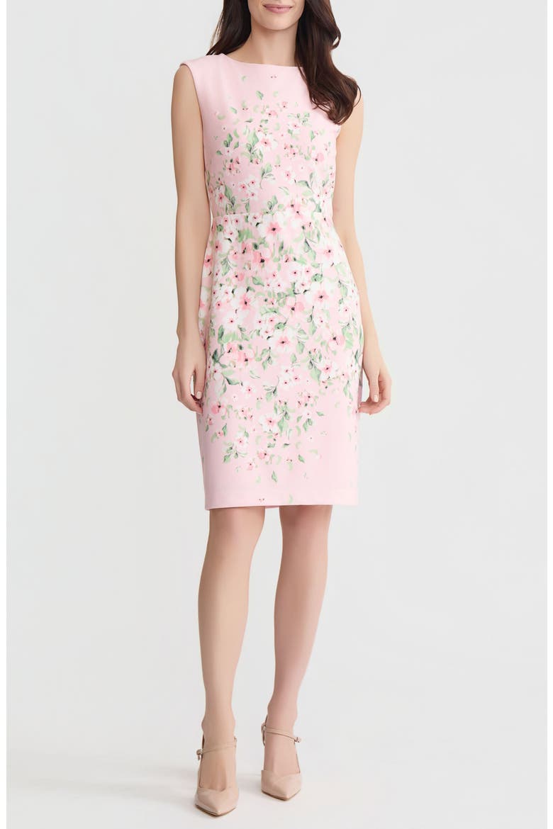 Floral Print Sleeveless Sheath Dress, Main, color, TUTU PINK MULTI