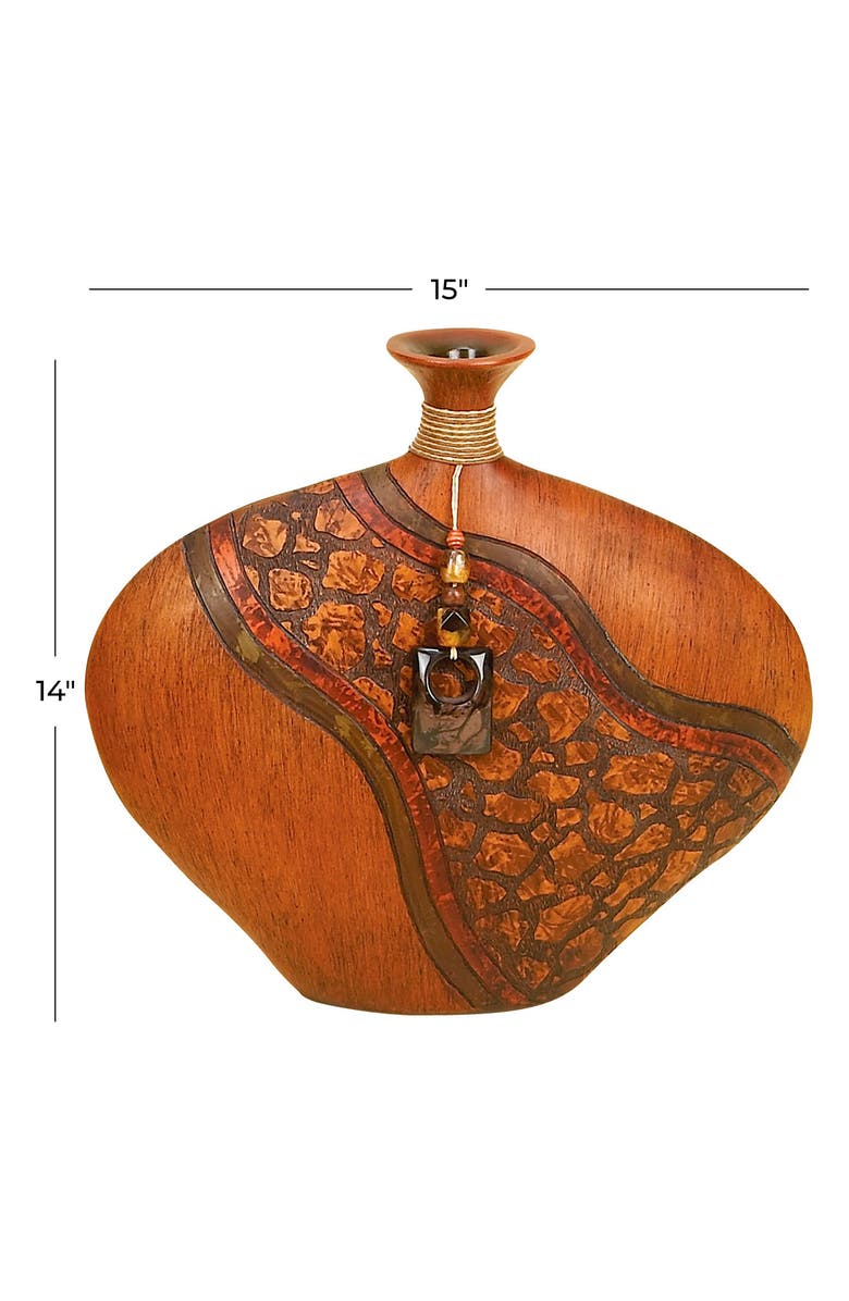 GINGER BIRCH STUDIO Brown Polystone Vase with Embossed Details, Alternate, color,