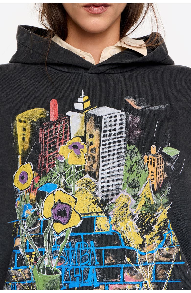 Bimba y Lola City Logo Hoodie, Alternate, color, Washed Black