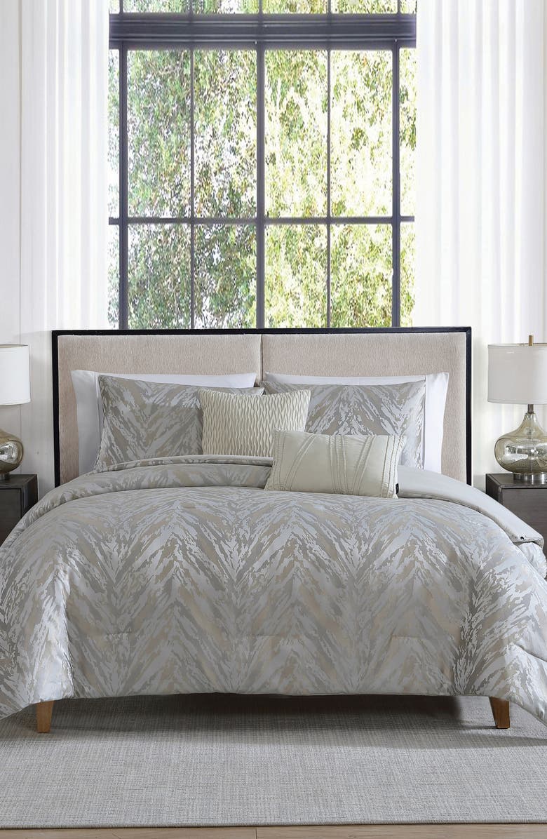 Tahari Halston 5-Piece King Comforter Set, Alternate, color, Taupe