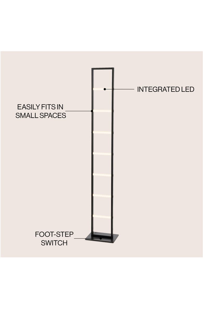 JONATHAN Y Ivan 59.3" Minimalist Modern Iron Ladder Dimmable Integrated LED Floor Lamp, Black, Alternate, color, Black
