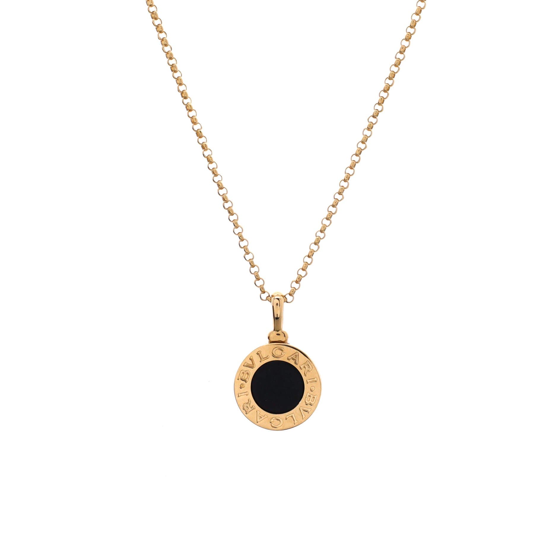 Bvlgari Bvlgari Pendant Necklace 18K Yellow Gold with Onyx, Main, color, Metallic Gold