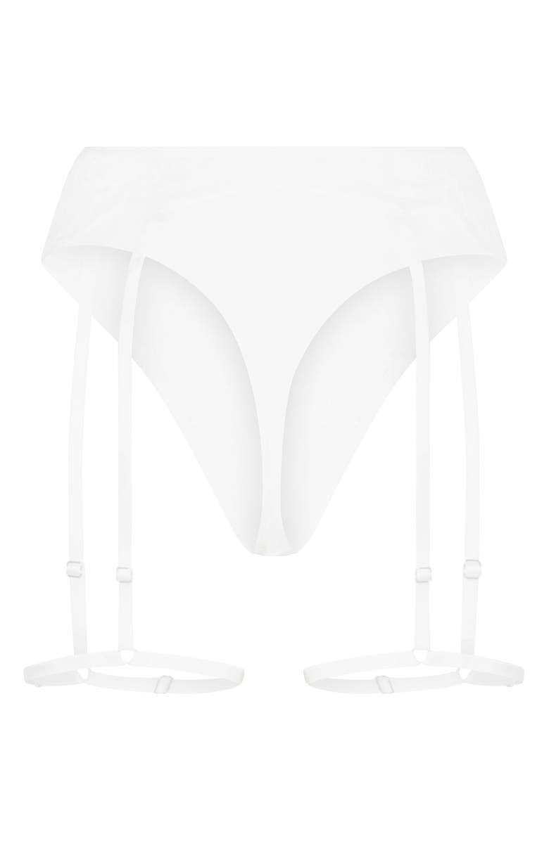 Hunkemöller Whitney High Waist Thong with Suspenders, Alternate, color, Snow White