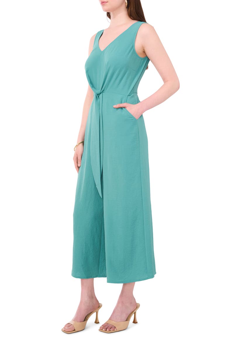 Tie Front Wide Leg Jumpsuit, Alternate, color, BRIGHT AQUA