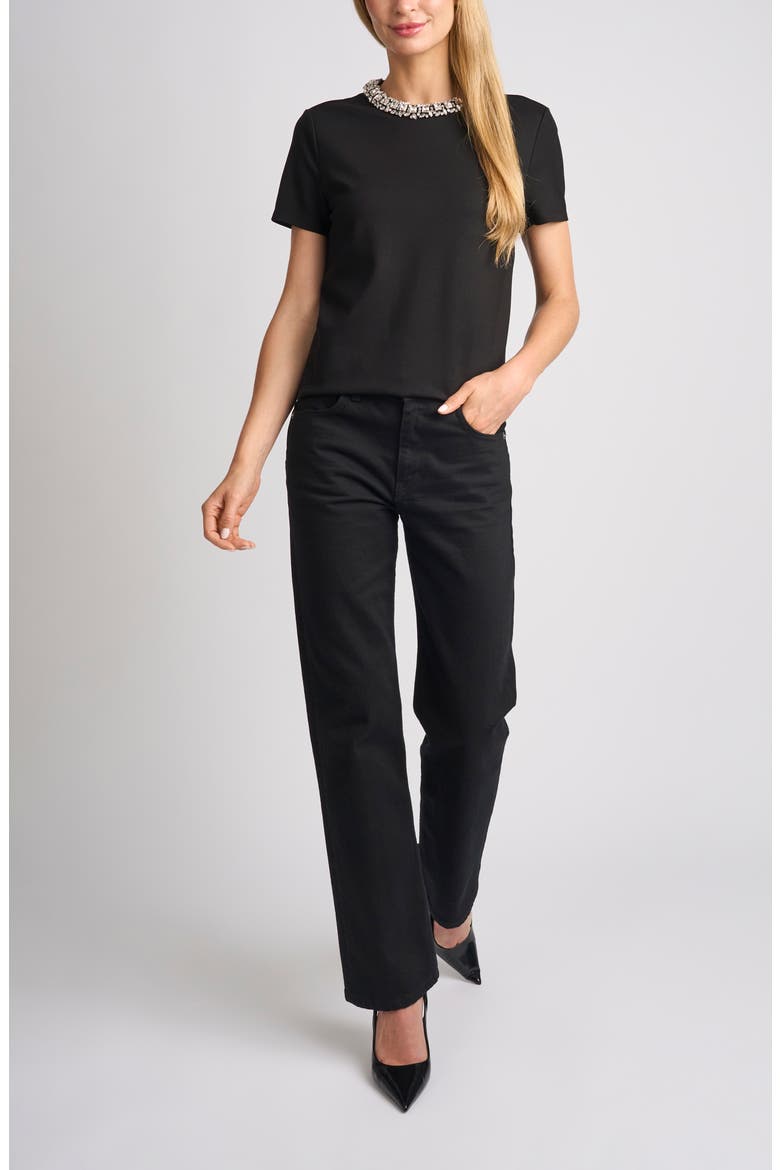 Idris Crystal Collar Tee, Alternate, color, RICH BLACK