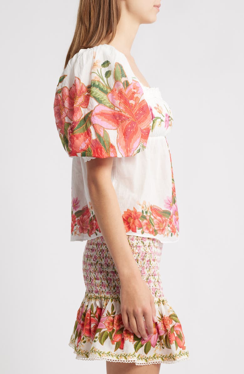FARM Rio Floral Print Top, Alternate, color, Off-White
