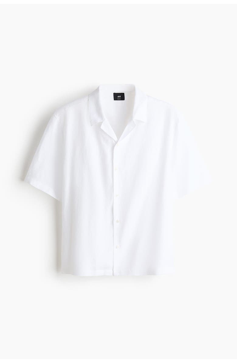 H&M Relaxed Fit Linen Resort Shirt, Main, color, White