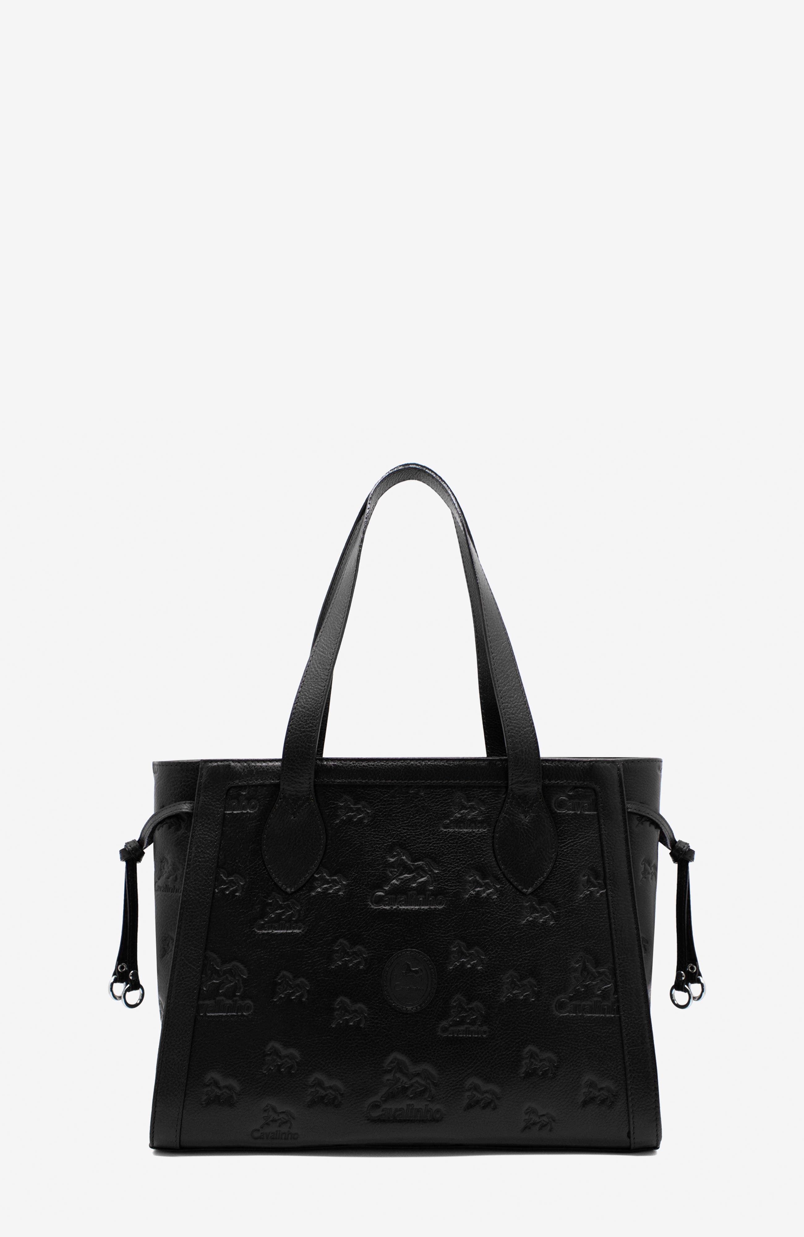 Cavalo Lusitano 410 Embossed Leather Tote Bag, Main, color, Black