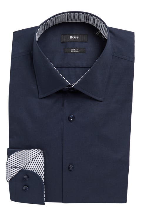 Hank Kent Long Sleeve Slim Fit Stretch Shirt
