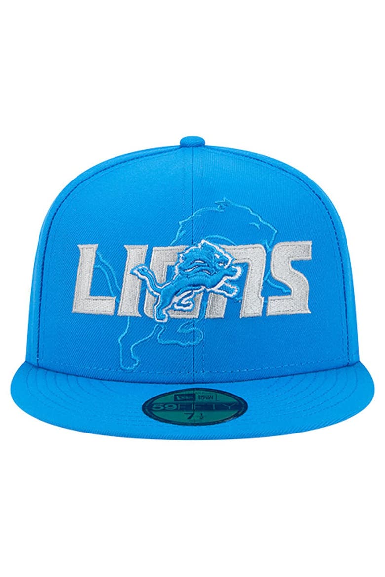 Men's New Era  Blue Detroit Lions Overlap Wordmark 59FIFTY Fitted Hat, Alternate, color, Blue