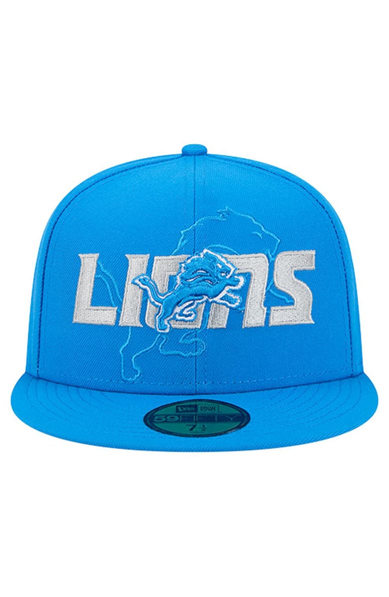 New Era Men's New Era  Blue Detroit Lions Overlap Wordmark 59FIFTY Fitted Hat, Alternate, color, Blue